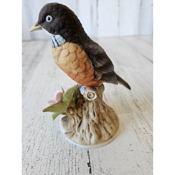 Andrea Robin vintage 9386 porcelain figurine bird realistic flowers life-like st - Picture 4 of 8